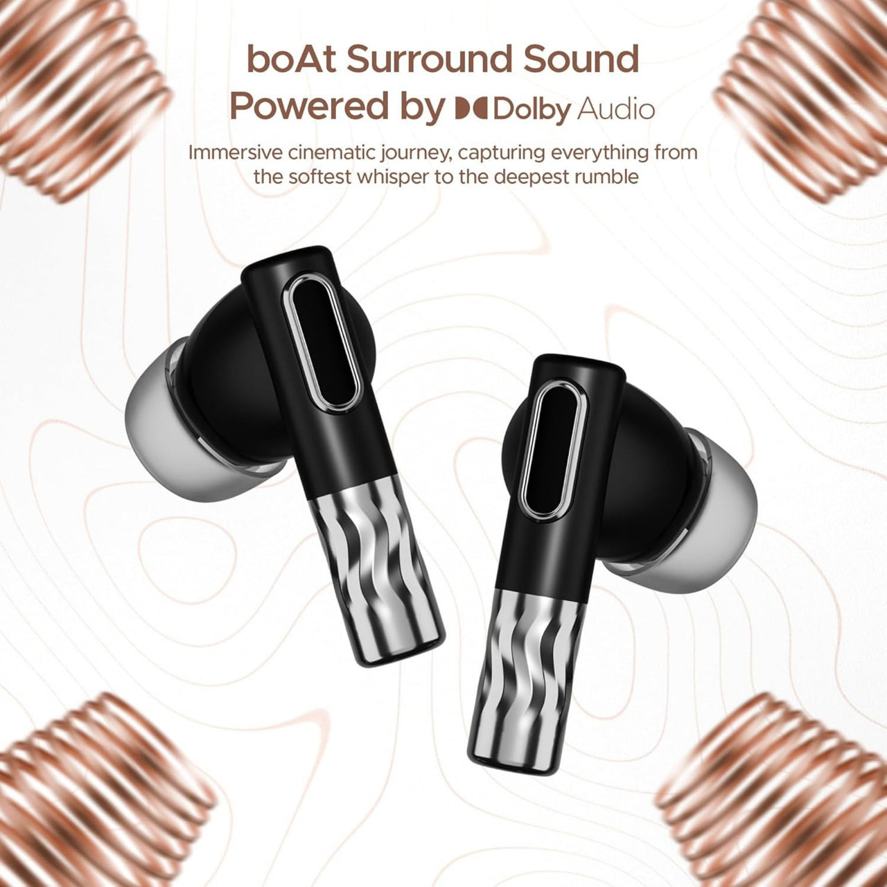 boAt Nirvana Zenith Wireless Earbuds | Dolby Sound, 50dB Active Noise Cancellation & App Support