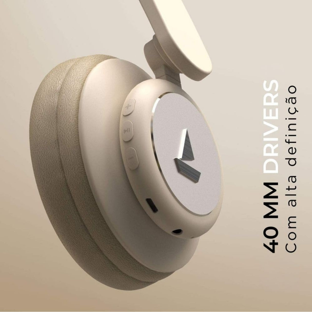 Beige headphones with 40 mm drivers on a beige background