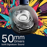 boAt speaker driver with colorful abstract design in the background