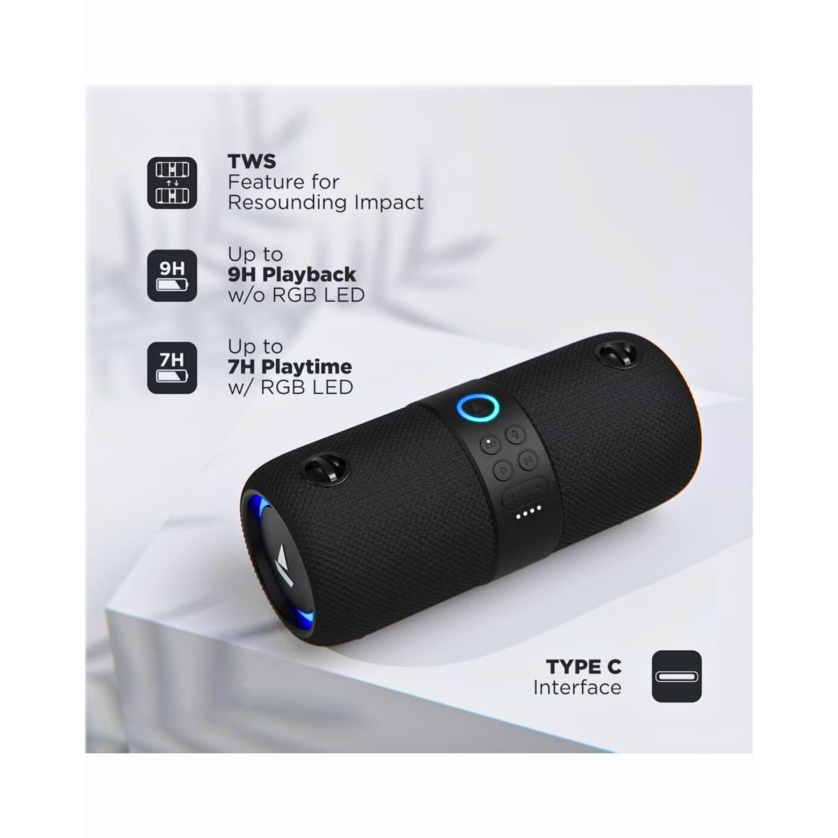 boAt Stone 1200 Bluetooth Speaker – 14W Portable Wireless, 9H Playback, Bluetooth v5.0