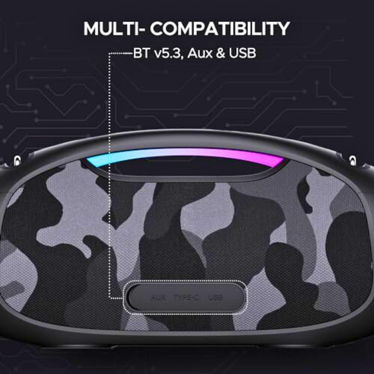 boAt Stone 1800 Bluetooth Speaker with 90W RMS Sound, RGB Lights & EQ Modes