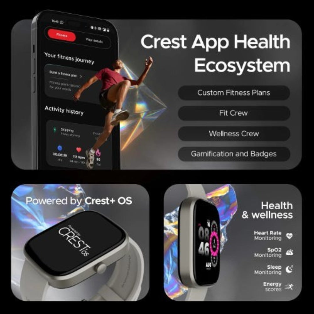 boAt Ultima Prism Smartwatch | 1.96" AMOLED Display, Bluetooth Calling, 700+ Activities, Always-On Display, Female Wellness, HR & SpO₂ Monitor, IP67 Resistant