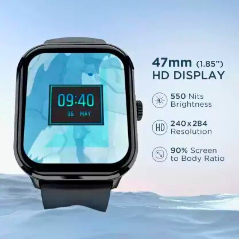 boAt Wave Infinity Smartwatch with 1.85" HD Display & Functional Bluetooth Calling – Black Strap