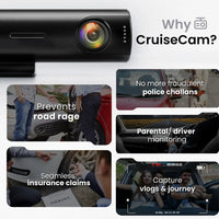 CruiseCam product with features listed on a white background