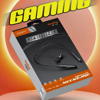 Gaming wireless neckband packaging with 'Vidpro' branding on an orange and yellow background.