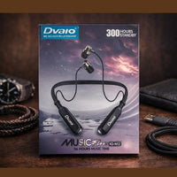 Dvaio wireless earbuds packaging with product image on a wooden surface