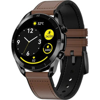 Smartwatch with a brown strap on a white background