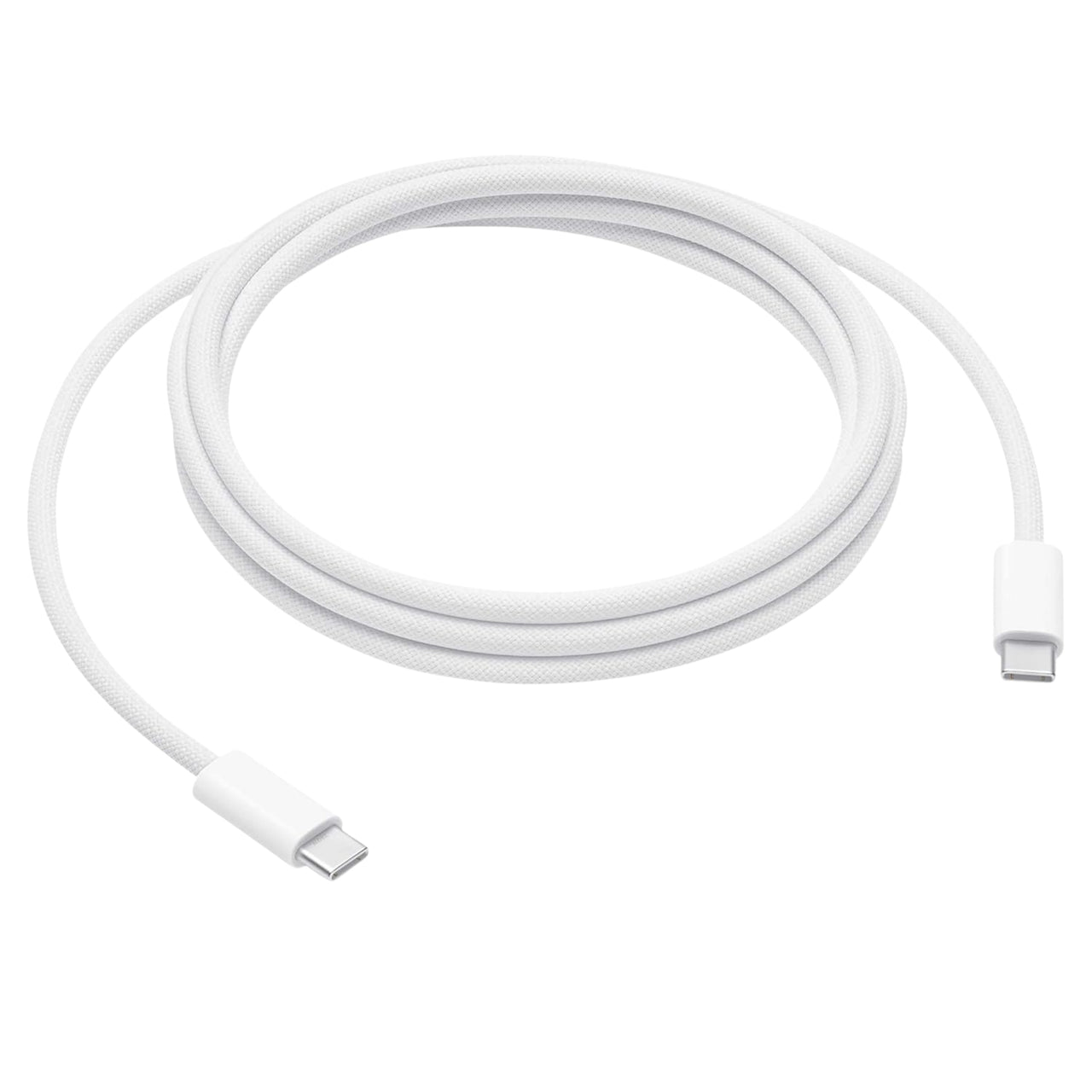 White USB-C cable on a white background
