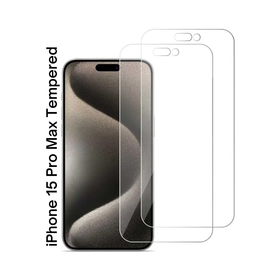 Tempered Glass for iPhone 15 Pro Max | Full HD Transparent Screen Protector | Anti-Scratch Edge-to-Edge Coverage with Easy Installation Kit (Pack Of 2)