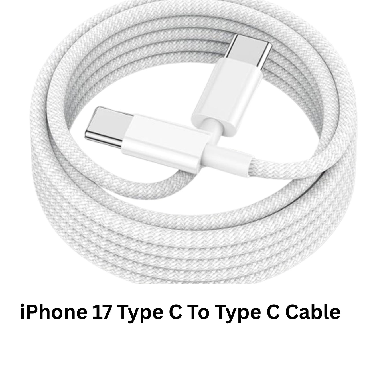 White iPhone 17 Type C to Type C cable on a white background