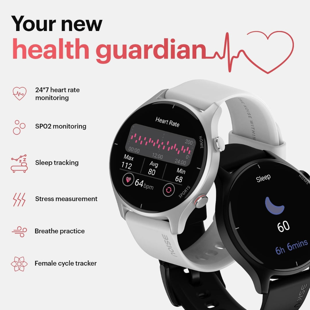 Noise Twist Round Dial Smartwatch with Bluetooth Calling, 1.38″ TFT Display, 7-Day Battery, IP68 – Jet Black