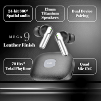 truke Mega 9 True Wireless Earbuds with 70H Battery, 24-Bit Lossless Audio & ENC Mics