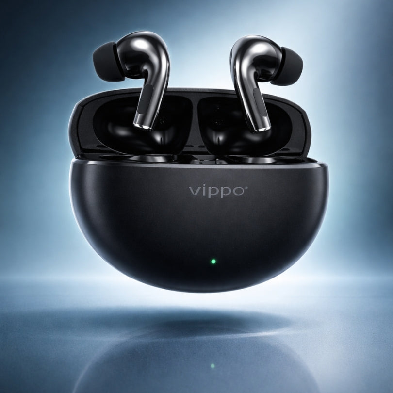 Vippo Classic Black Birds VI-591 TWS Bluetooth Earbuds | Bluetooth v5.4 | 30H Talk Time | 20H Music | Type-C Charging | Wireless Earphones