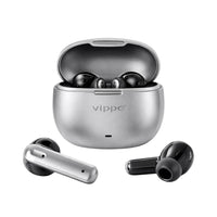 Vippo wireless earbuds with charging case on a white background
