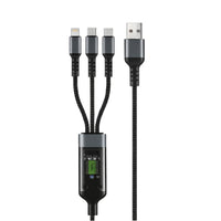 Vippo Trinity 3-in-1 Fast Charging Cable (USB-A to Type-C + Micro USB + Lightning) | Nylon Braided | LED Display