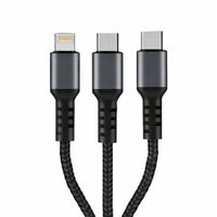 Vippo Trinity 3-in-1 Fast Charging Cable (USB-A to Type-C + Micro USB + Lightning) | Nylon Braided | LED Display
